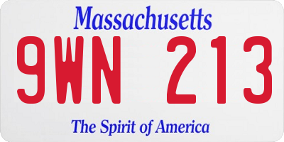 MA license plate 9WN213