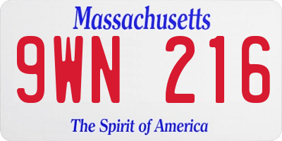 MA license plate 9WN216
