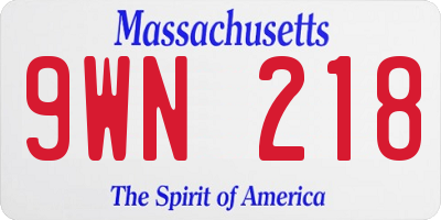 MA license plate 9WN218