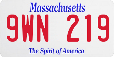 MA license plate 9WN219
