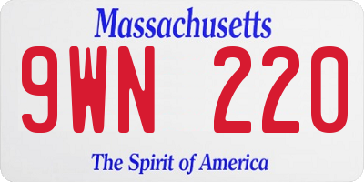 MA license plate 9WN220