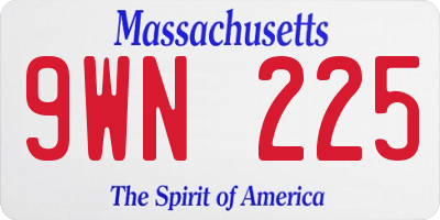 MA license plate 9WN225