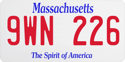 MA license plate 9WN226