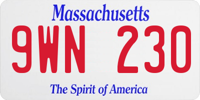 MA license plate 9WN230