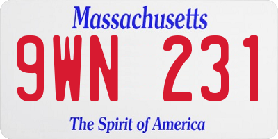 MA license plate 9WN231