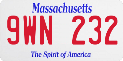 MA license plate 9WN232