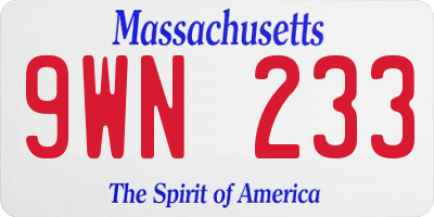 MA license plate 9WN233