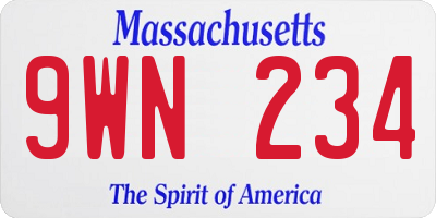 MA license plate 9WN234