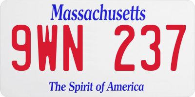 MA license plate 9WN237