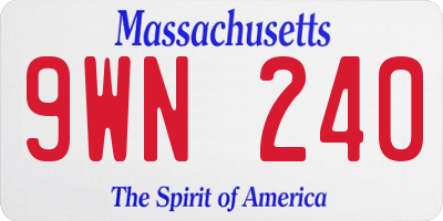 MA license plate 9WN240