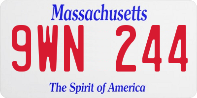 MA license plate 9WN244