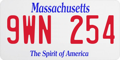MA license plate 9WN254