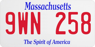 MA license plate 9WN258