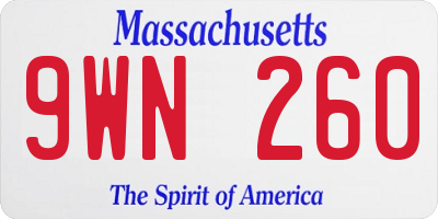 MA license plate 9WN260