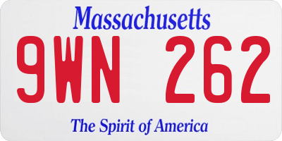 MA license plate 9WN262