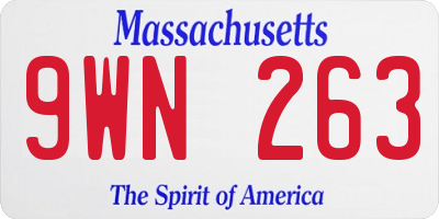 MA license plate 9WN263