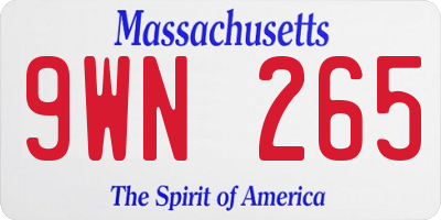 MA license plate 9WN265