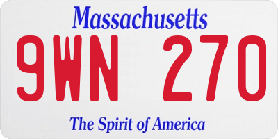 MA license plate 9WN270