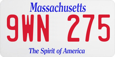 MA license plate 9WN275