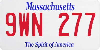 MA license plate 9WN277
