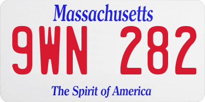 MA license plate 9WN282