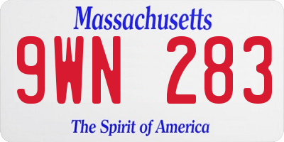 MA license plate 9WN283