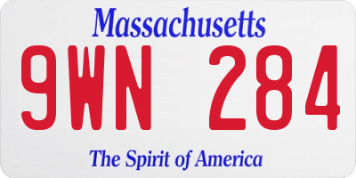 MA license plate 9WN284