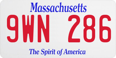 MA license plate 9WN286