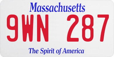 MA license plate 9WN287