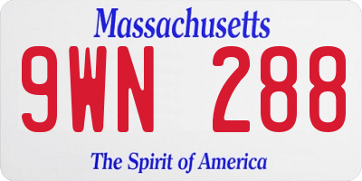 MA license plate 9WN288