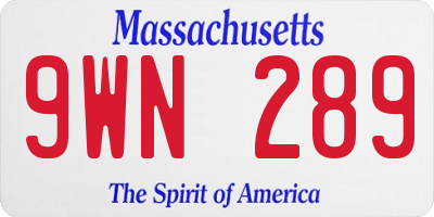 MA license plate 9WN289