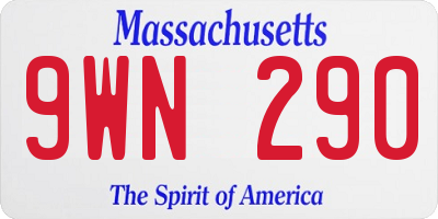 MA license plate 9WN290