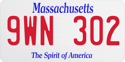 MA license plate 9WN302