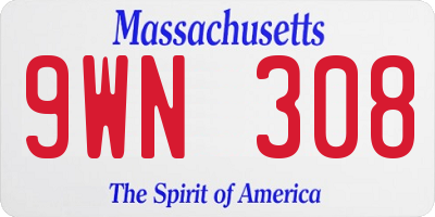 MA license plate 9WN308