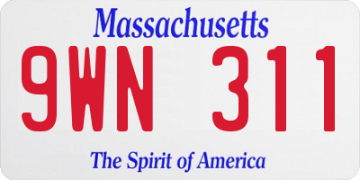MA license plate 9WN311