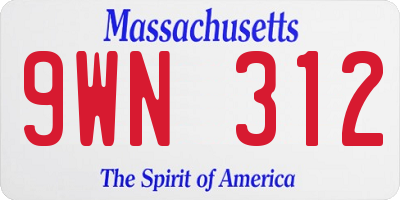 MA license plate 9WN312