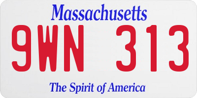 MA license plate 9WN313