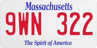MA license plate 9WN322