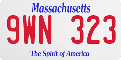MA license plate 9WN323