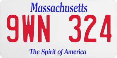 MA license plate 9WN324