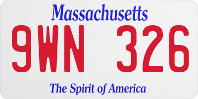 MA license plate 9WN326