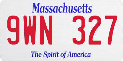 MA license plate 9WN327