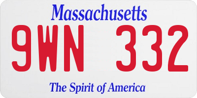 MA license plate 9WN332