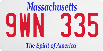 MA license plate 9WN335