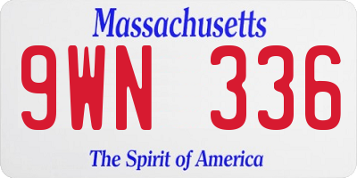 MA license plate 9WN336