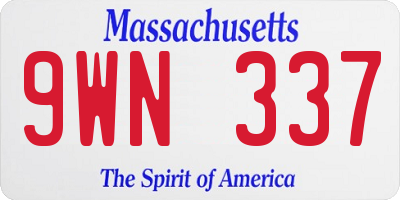 MA license plate 9WN337