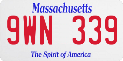 MA license plate 9WN339