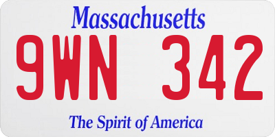 MA license plate 9WN342