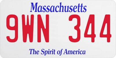 MA license plate 9WN344