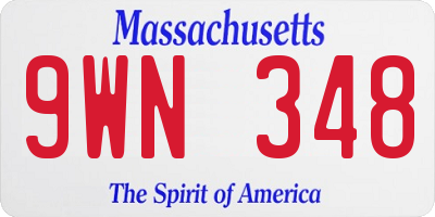 MA license plate 9WN348
